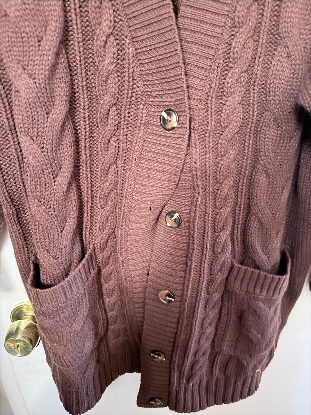 Torrid Chocolate Brown Cable Knit Button-Front Cardigan Sweater - Picture 3 of 4